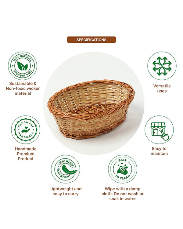 Wicker Fruit and Storage Baskets for Kitchen, Cane Gift Hamper