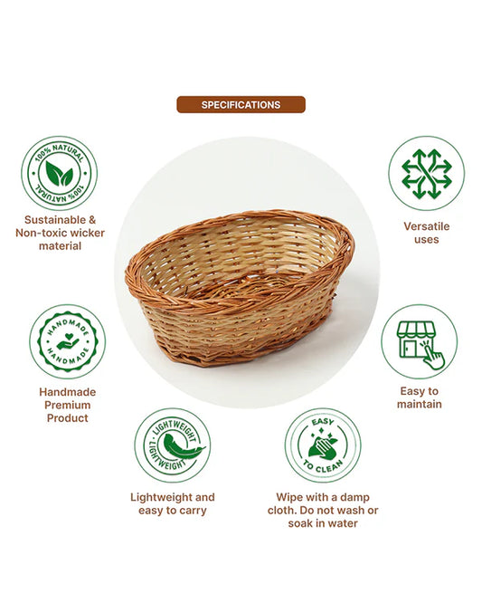 Wicker Fruit and Storage Baskets for Kitchen, Cane Gift Hamper