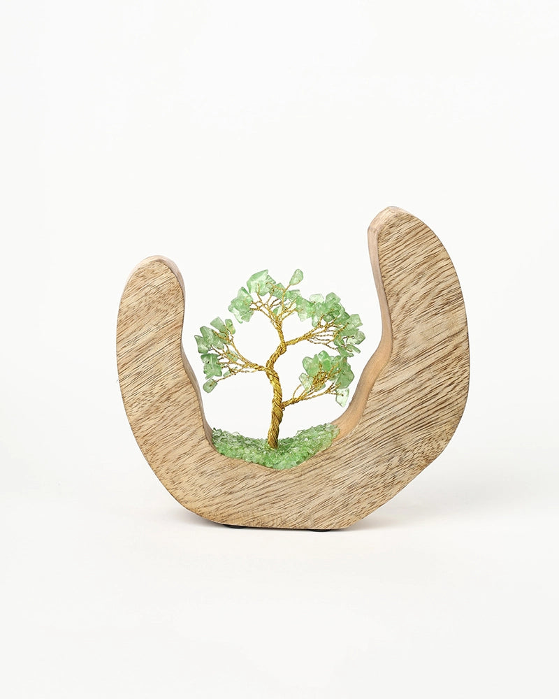 Green Aventurine Feng Shui Tree with Golden Wire