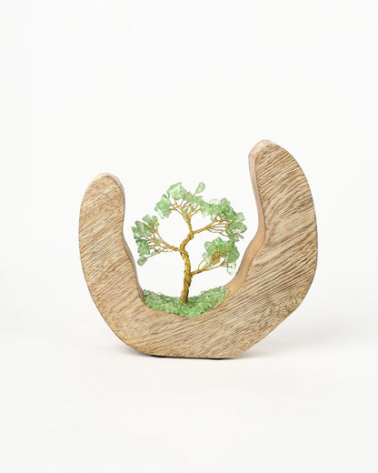 Green Aventurine Feng Shui Tree with Golden Wire
