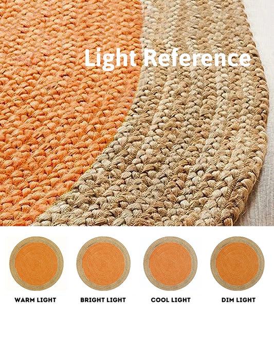 Handcrafted Yellow Round Jute Carpet For Living Room