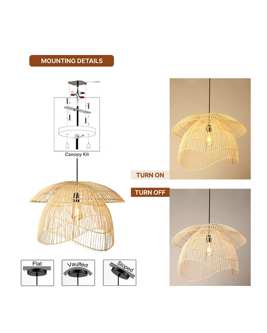 Artistic Bamboo Ceiling Light for Hall and Living Area
