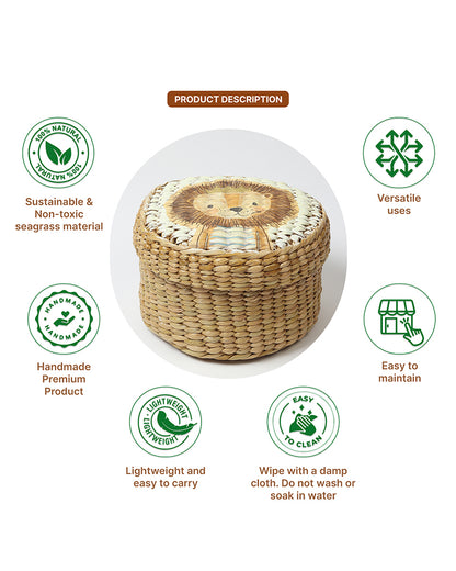 Storage Box with Lid | Round Gift Box | Seagrass Organiser Boxes