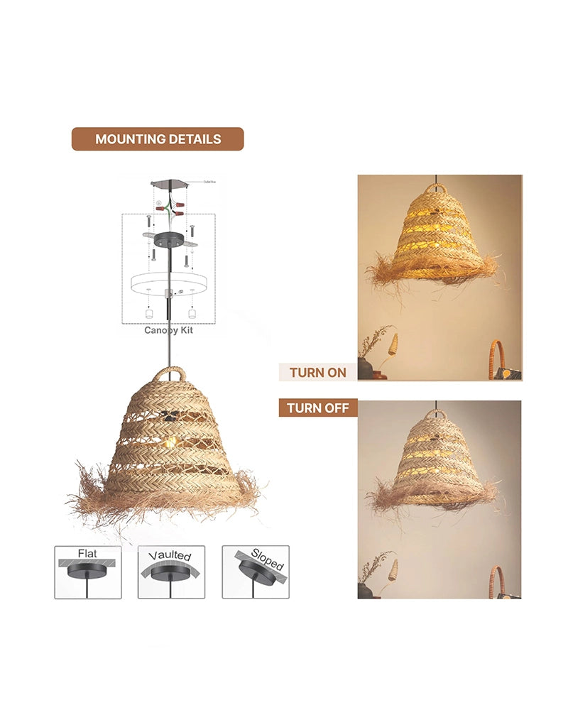 Stylish Seagrass Ceiling Light for Living Space and Dining Area