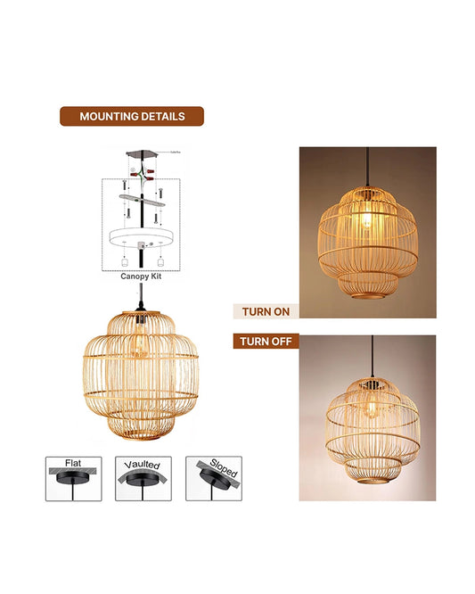 Natural Bamboo Pendant Light for Balcony and Hall