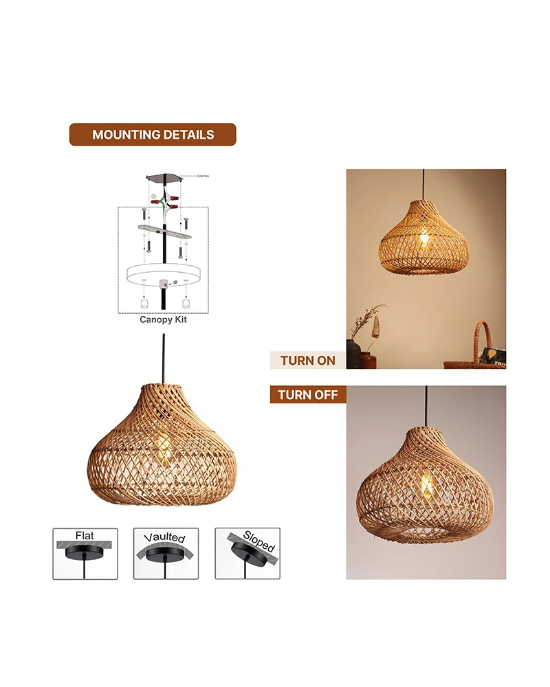 Stylish Rattan Hanging Light for Study Room and Living Room