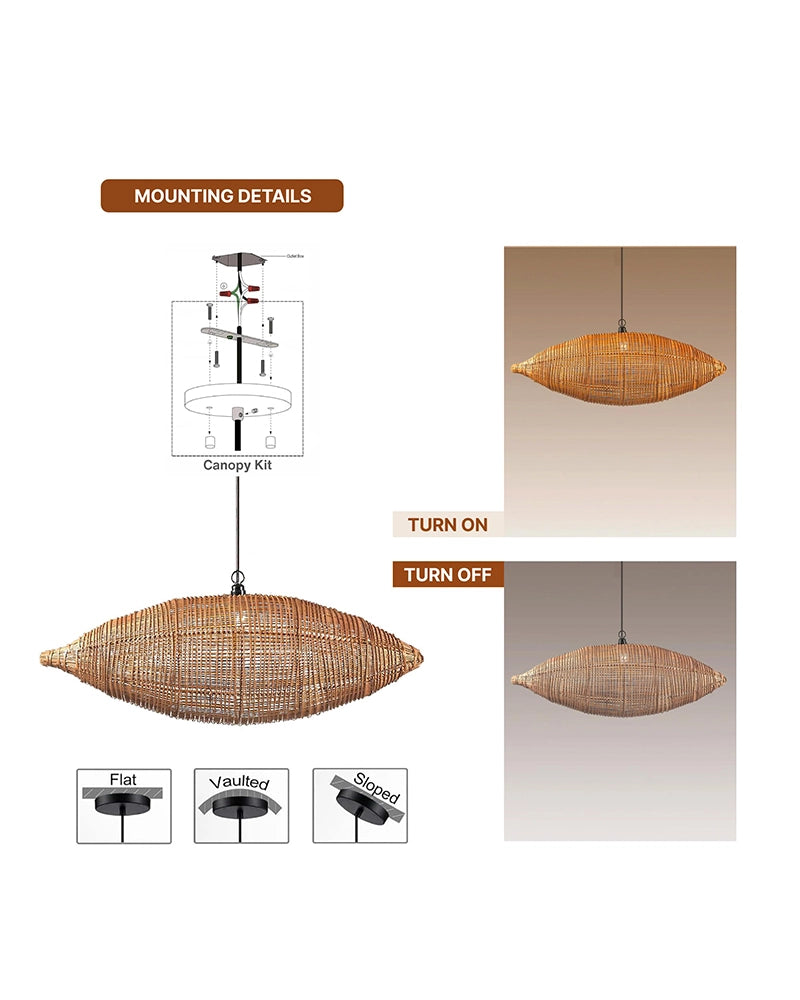 Elegant Rattan Hanging Lamp for Hall and Living Area