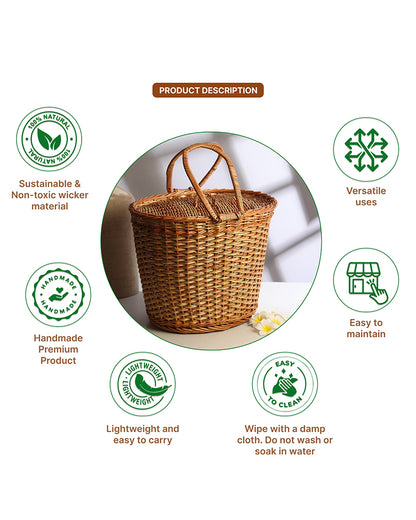 Wicker Picnic Basket | Wicker Lunch Basket | Toy Storage Basket