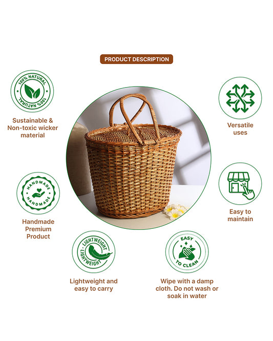 Wicker Picnic Basket | Wicker Lunch Basket | Toy Storage Basket