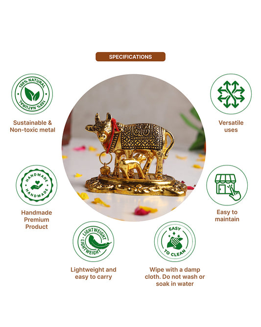 Kamdhenu Cow With Calf | Cow Statue With Calf & Gift Article