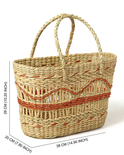 Handmade Seagrass Tote Bag for Storage, Shopping & Market Use