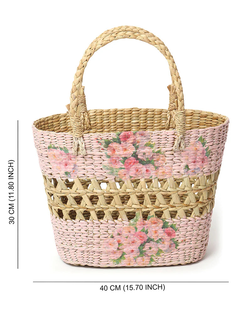 Natural Seagrass Market Basket & Tote Bag