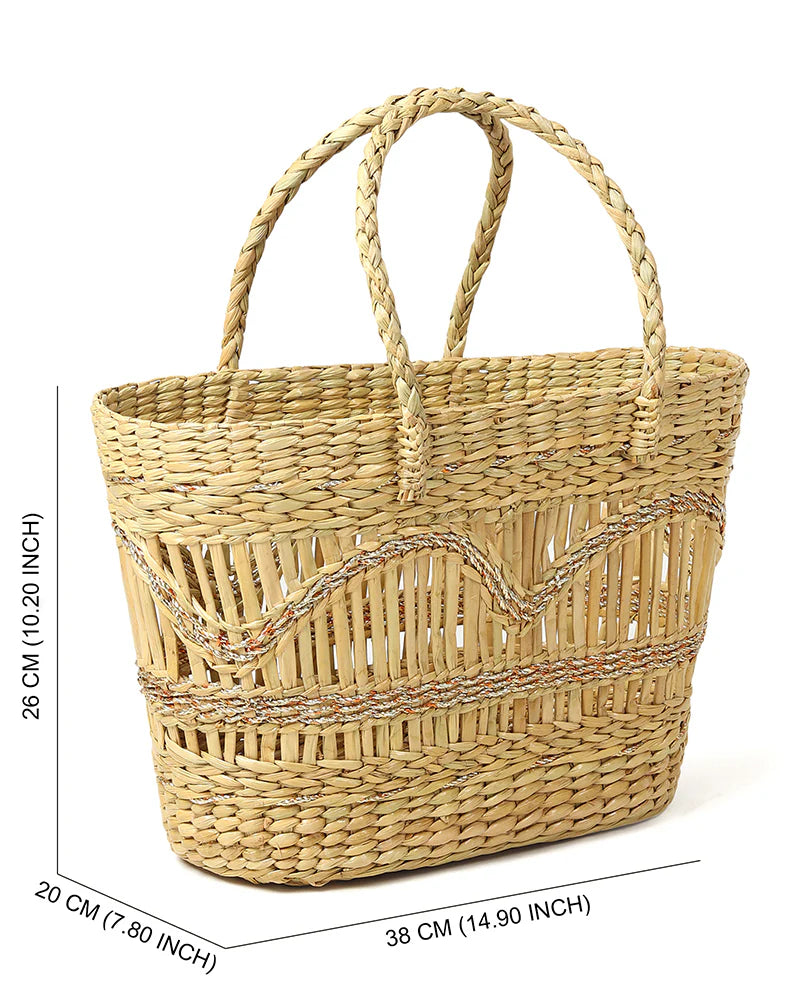 Handwoven Natural Tote for Shopping, Storage & Casual Carry