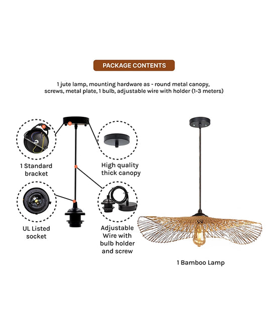 Handmade Bamboo Ceiling Lamp for Living Room Decoration