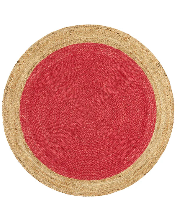 Handwoven Natural Round Jute Carpet For Living Room