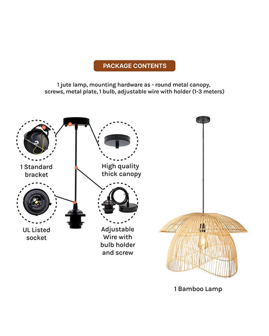 Artistic Bamboo Ceiling Light for Hall and Living Area