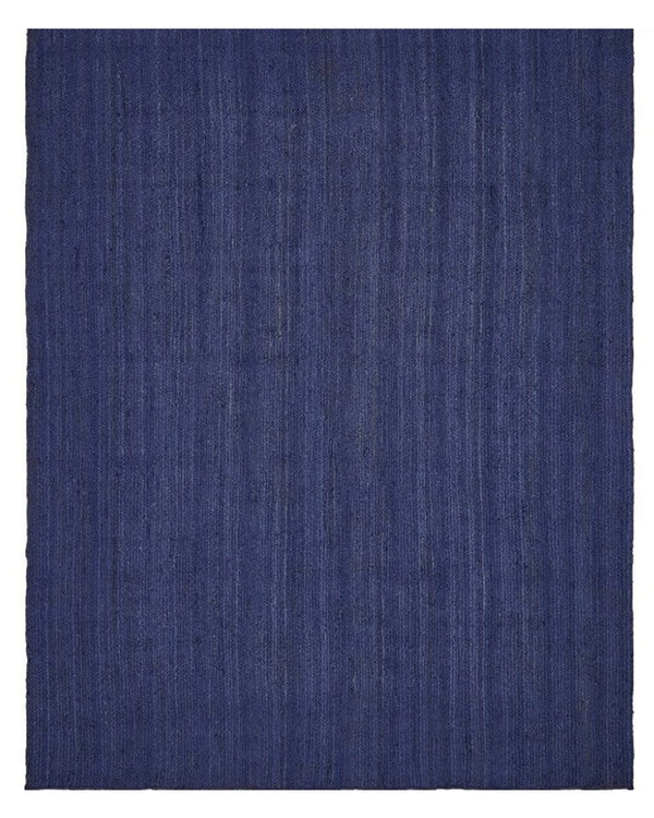 Handcrafted Natural Blue Rectangular Jute Carpet For Hall And Dining Space