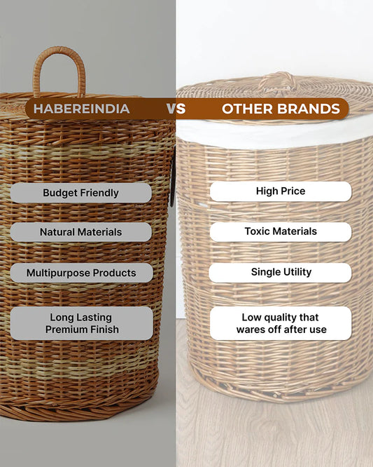 Wicker Laundry Basket for Clothes, Durable Clothes Storage Basket