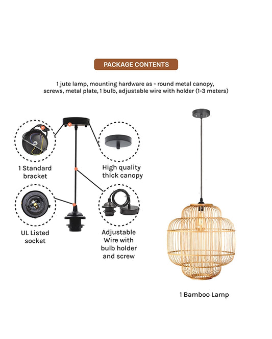 Natural Bamboo Pendant Light for Balcony and Hall