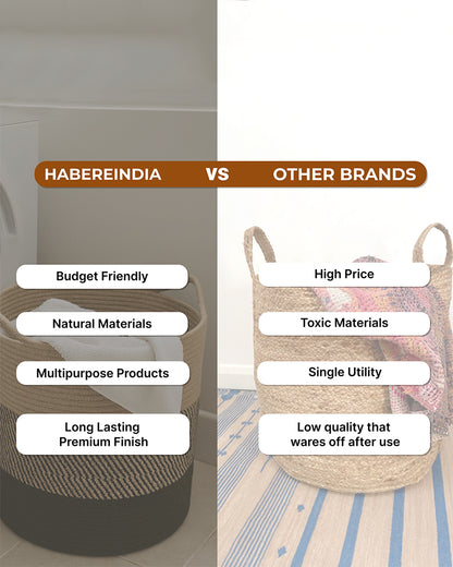 Laundry Basket For Clothes | Storage Baskets | Toy Storage Basket | Jute Laundry Bag