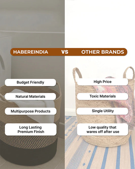 Jute Laundry Basket for Clothes, Jute Storage and Toy Storage Basket for Home