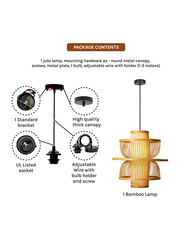 Bamboo Ceiling Lamp for Living Room Decoration