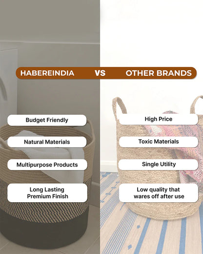 Jute Laundry Basket for Clothes and Toy Storage, Jute Storage Basket and Laundry Bag