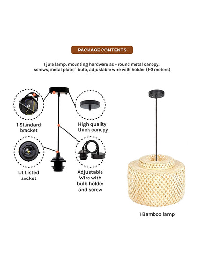 Elegant Cane Hanging Lamp for Living Space and Dining Area