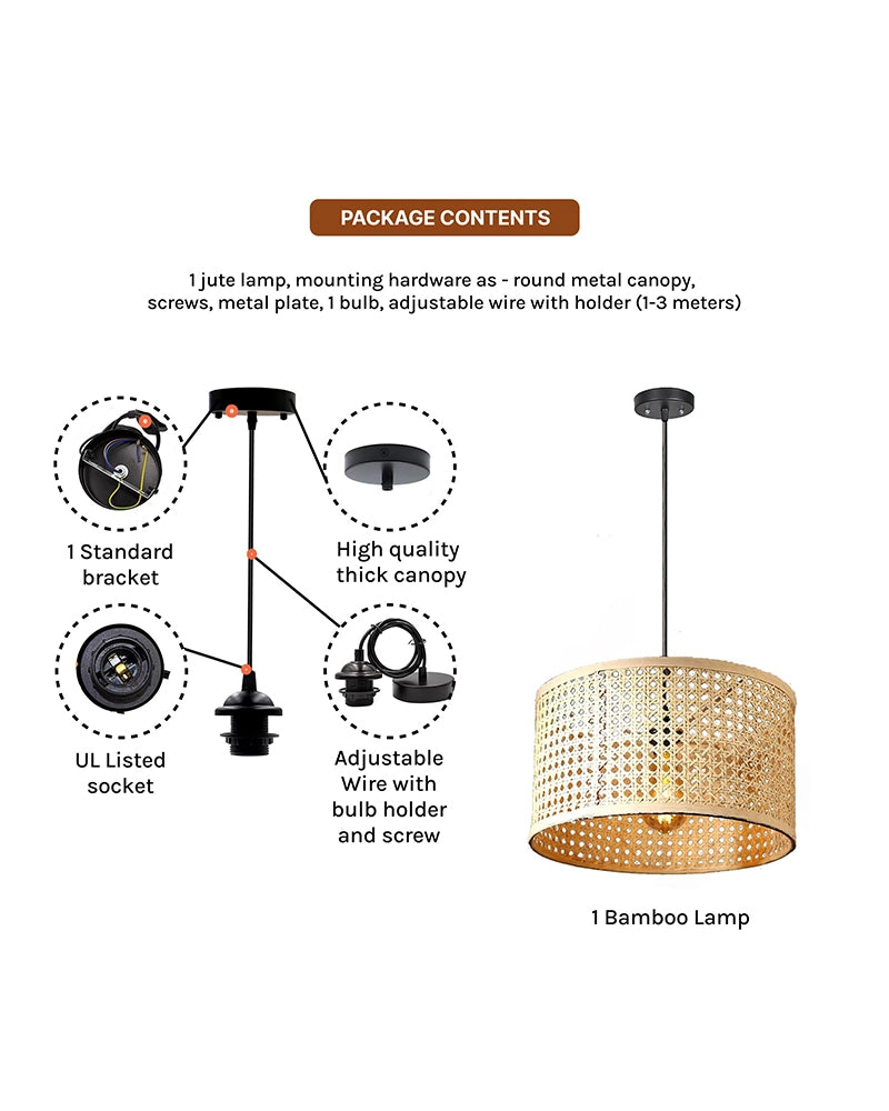 Rustic Rattan Pendant Light for Balcony and Hall