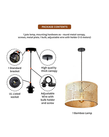 Rustic Rattan Pendant Light for Balcony and Hall
