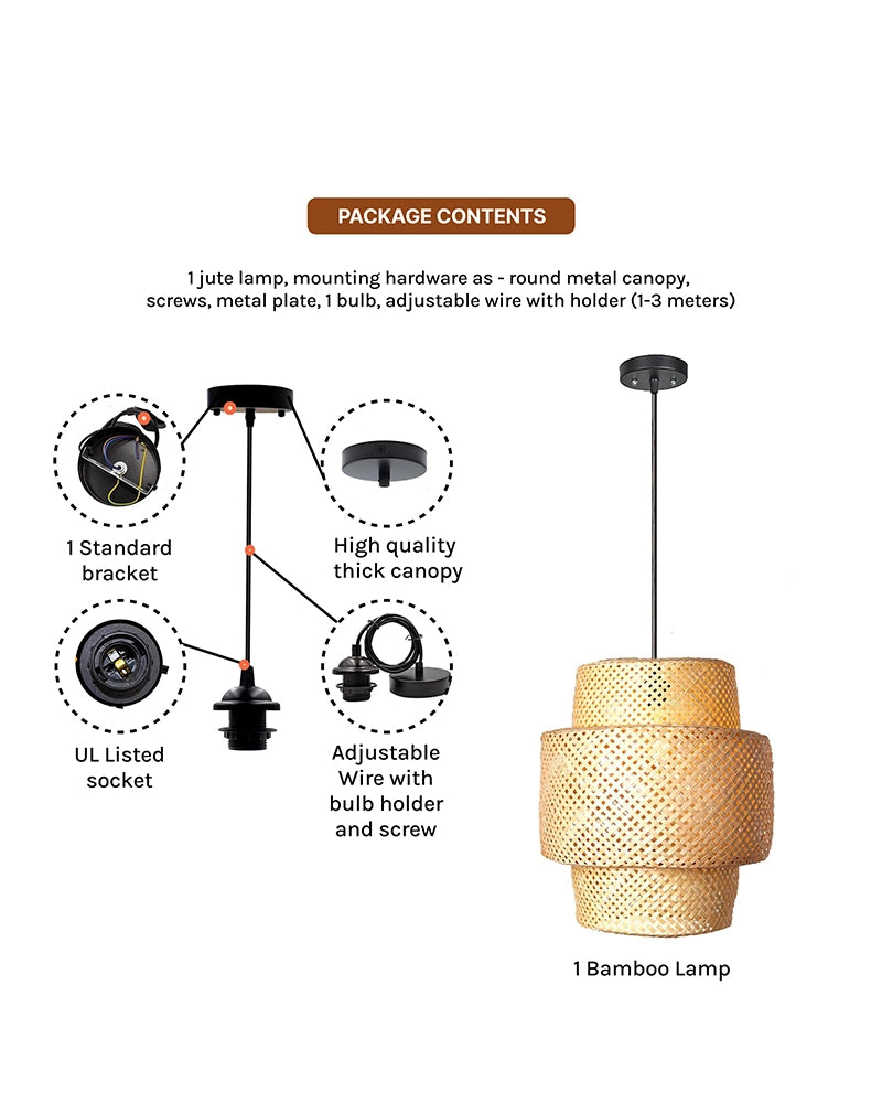 Minimalist Bamboo Pendant Light for Balcony and Patio