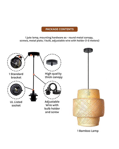 Minimalist Bamboo Pendant Light for Balcony and Patio
