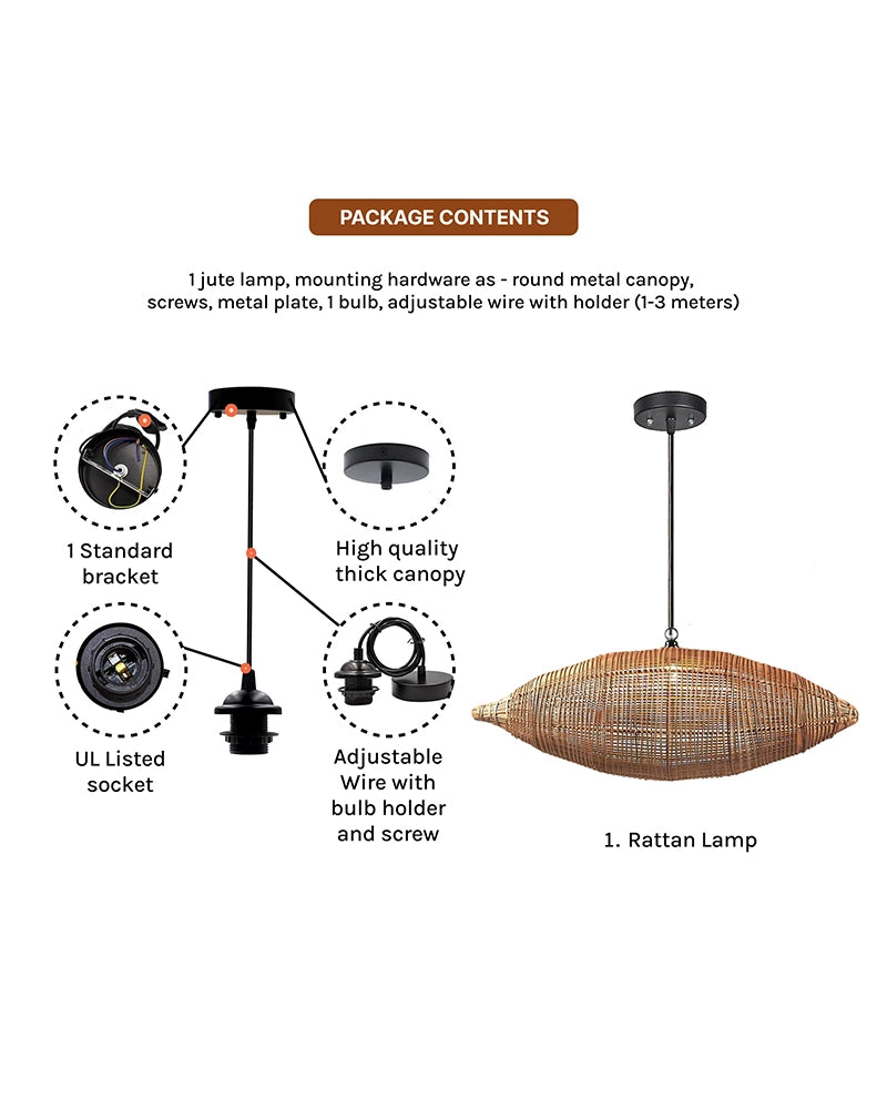 Elegant Rattan Hanging Lamp for Hall and Living Area