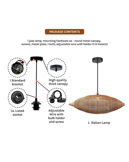 Elegant Rattan Hanging Lamp for Hall and Living Area