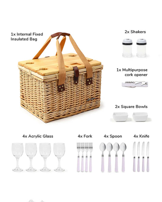 Vintage-Inspired Wicker Picnic Basket for Picnic, Travel & Outdoor Fun