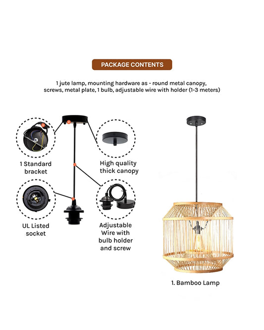 Decorative Bamboo Ceiling Lamp for Home Decor and Hall