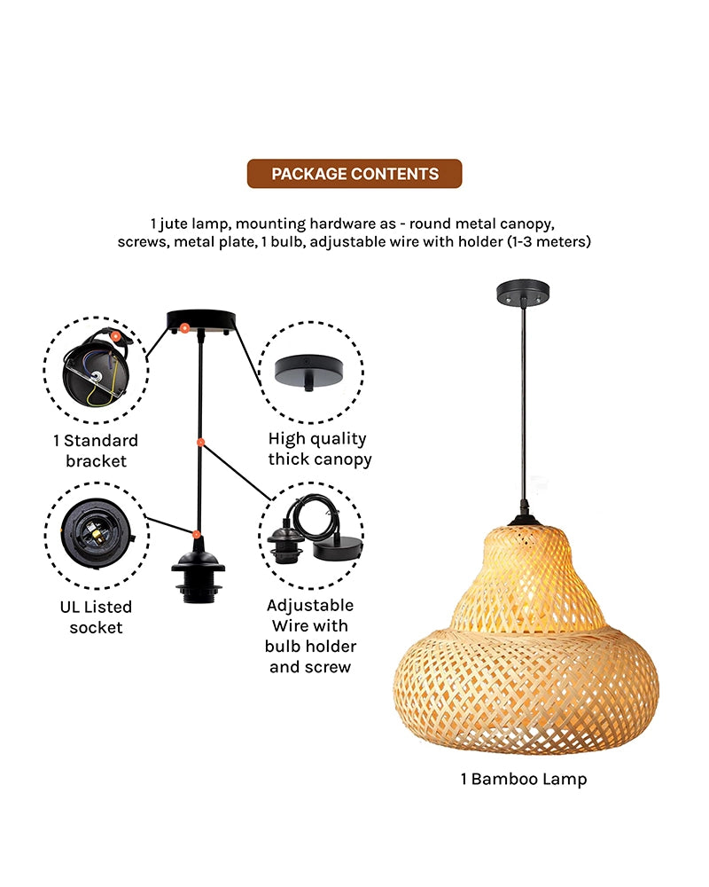 Handmade Bamboo Hanging Light for Living Room and Bedroom