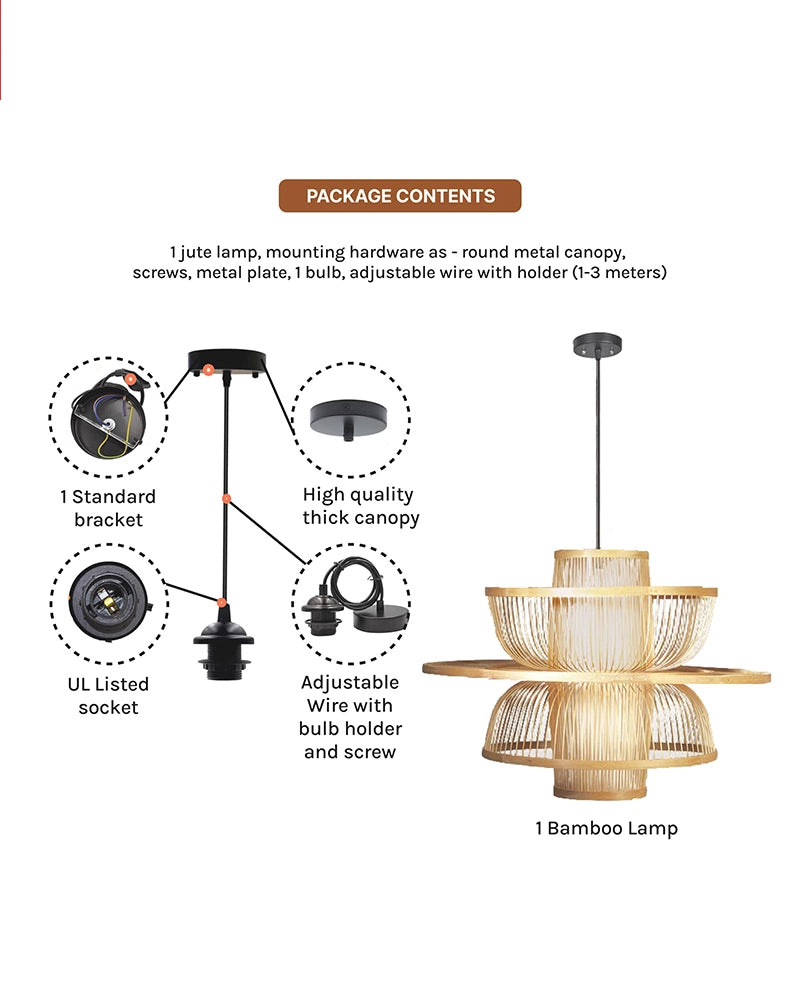 Minimalist Bamboo Ceiling Lamp for Hall and Living Area