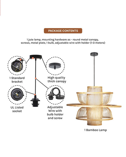 Minimalist Bamboo Ceiling Lamp for Hall and Living Area