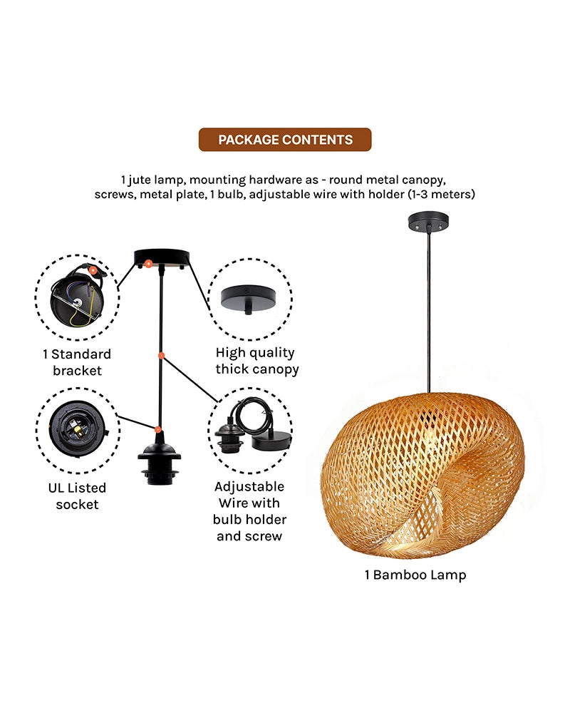 Artistic Bamboo Ceiling Light for Home and Balcony