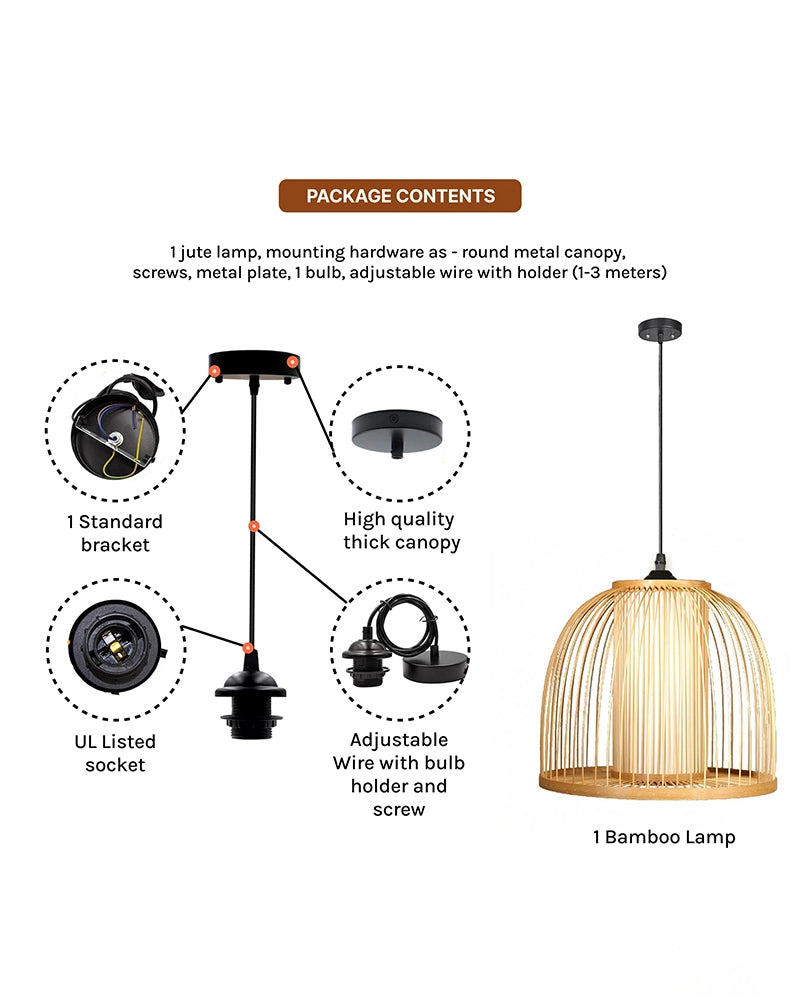Stylish Bamboo Ceiling Lamp for Bedroom and Living Room