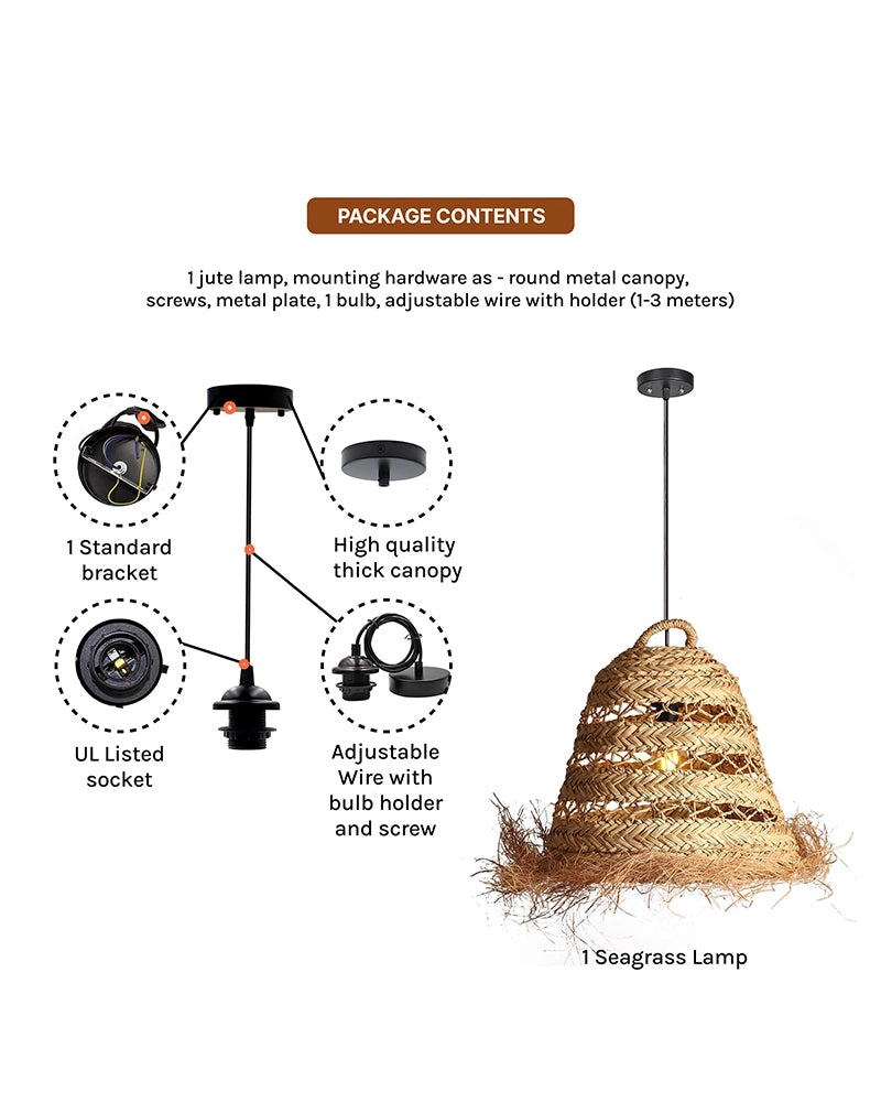 Stylish Seagrass Ceiling Light for Living Space and Dining Area