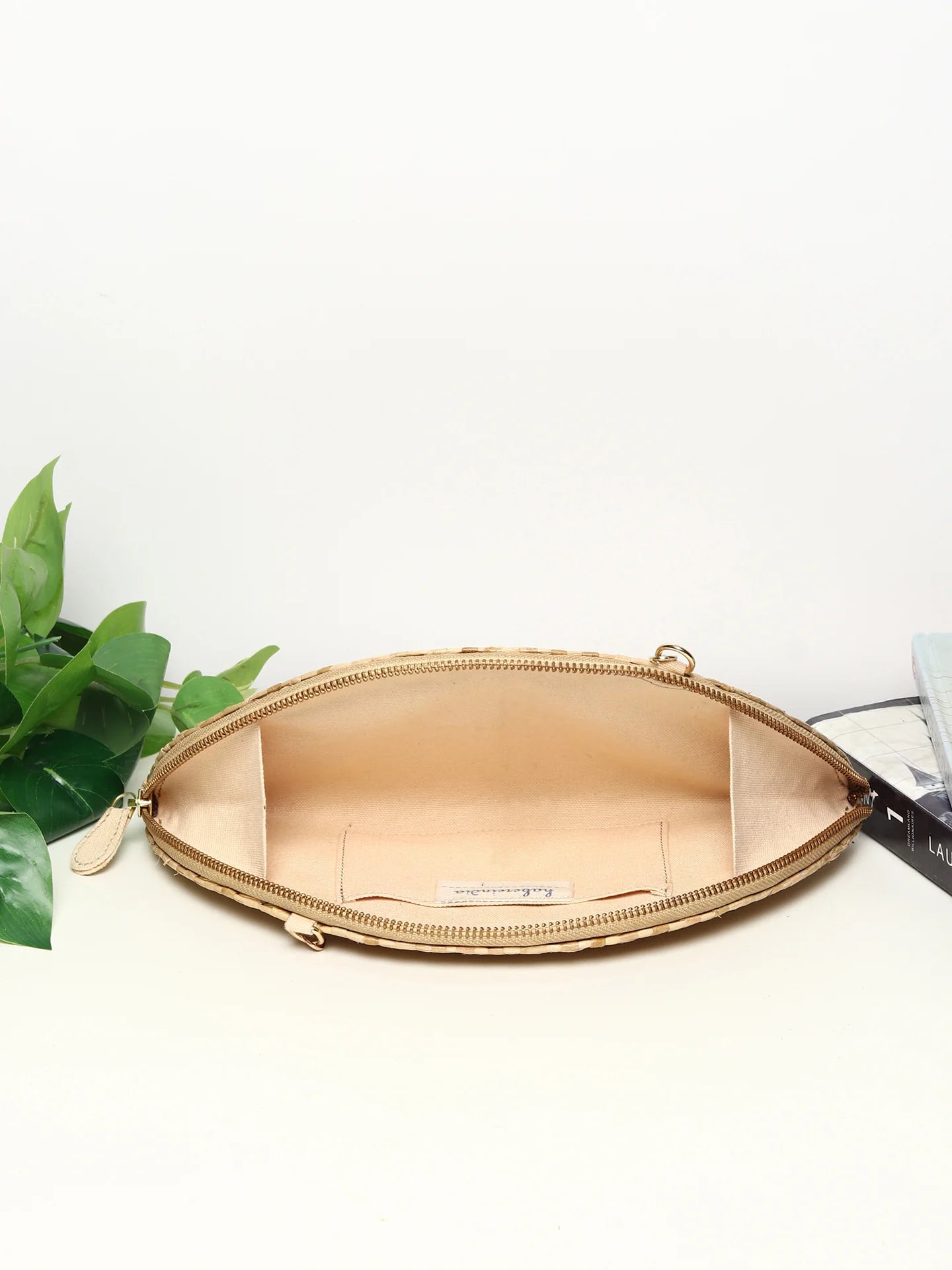 Pochette en paille | Pochette demi-lune | Sac en bandoulière