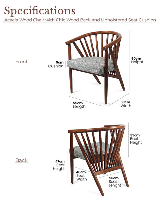 Durable Acacia Wood Chairs for Home and Balcony Use