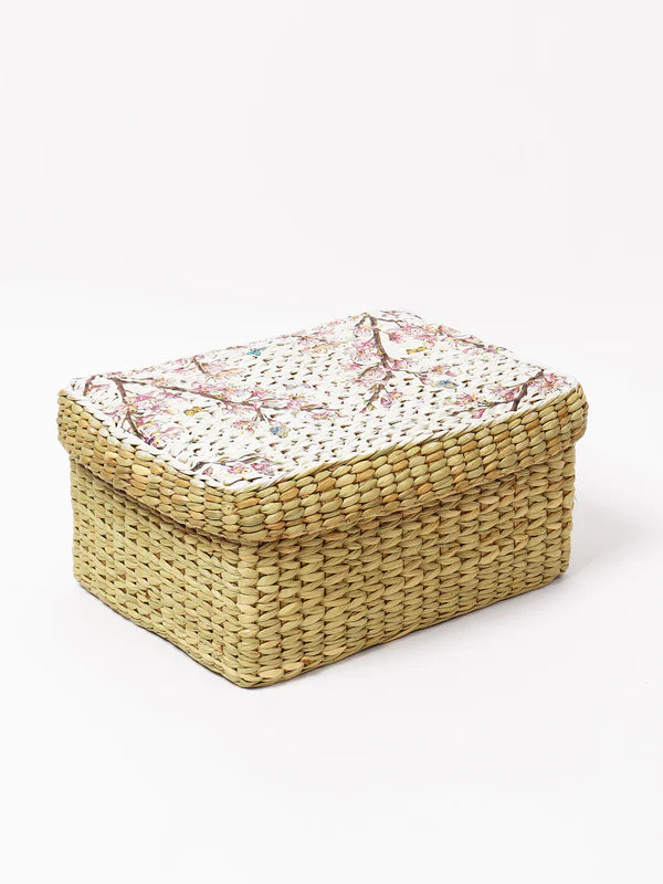 Stylish Seagrass Lid Box for Wardrobe & Accessories Storage