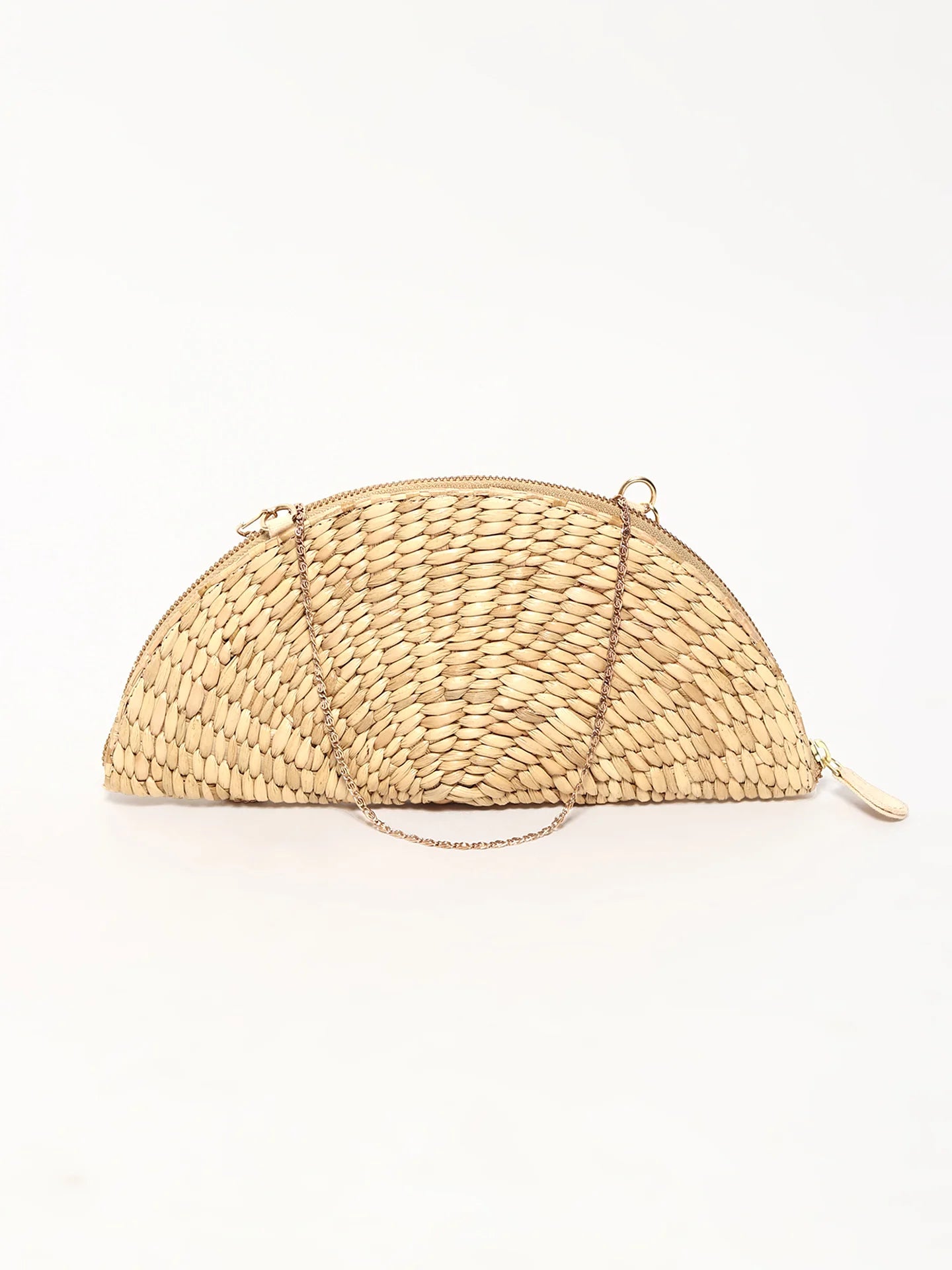Pochette en paille | Pochette demi-lune | Sac en bandoulière