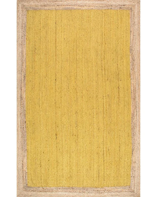 Rustic Yellow Rectangular Jute Carpet For Living Room And Home Interior