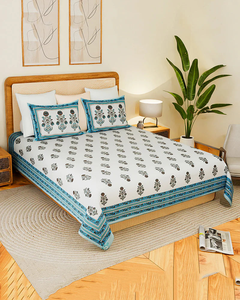 Soft Cotton King Size Bedsheet with Matching Pillow Covers for Elegant Home Decor