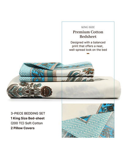 Soft Cotton King Size Bedsheet with Matching Pillow Covers for Elegant Home Decor