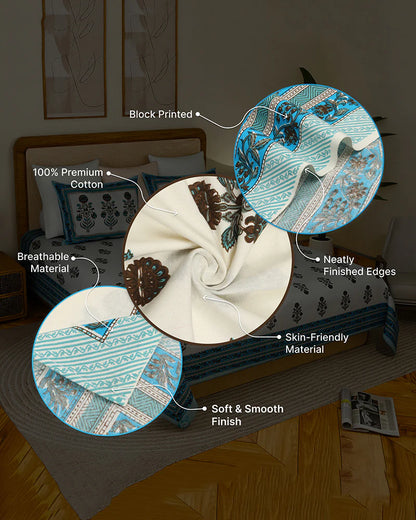 Soft Cotton King Size Bedsheet with Matching Pillow Covers for Elegant Home Decor